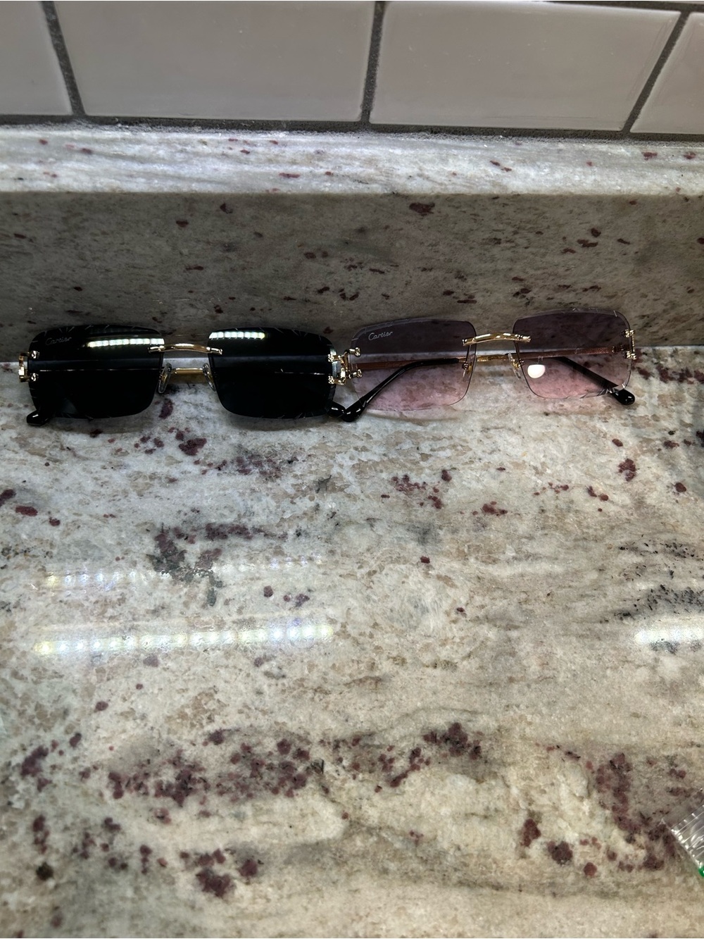 & Other Stories Rimless Men's Sunglasses - Black & Pink Gradient Lenses